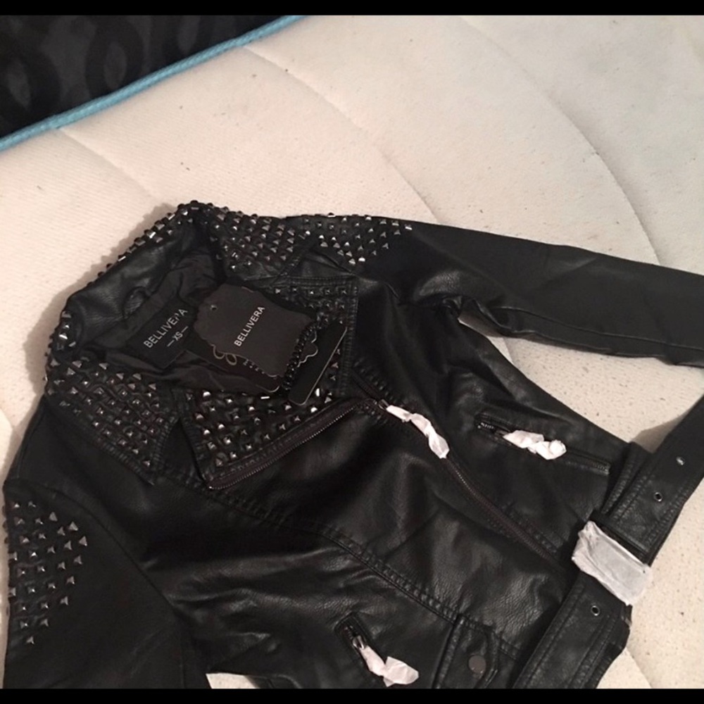 Studded Belivera Faux Leather Jacket